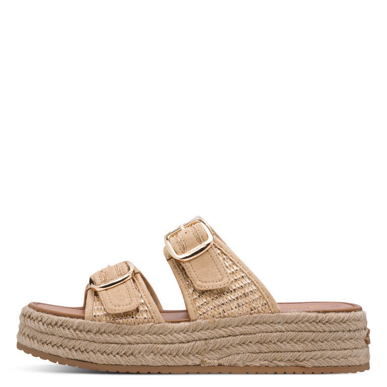 Tamaris Damen Pantoletten Sandalen beige