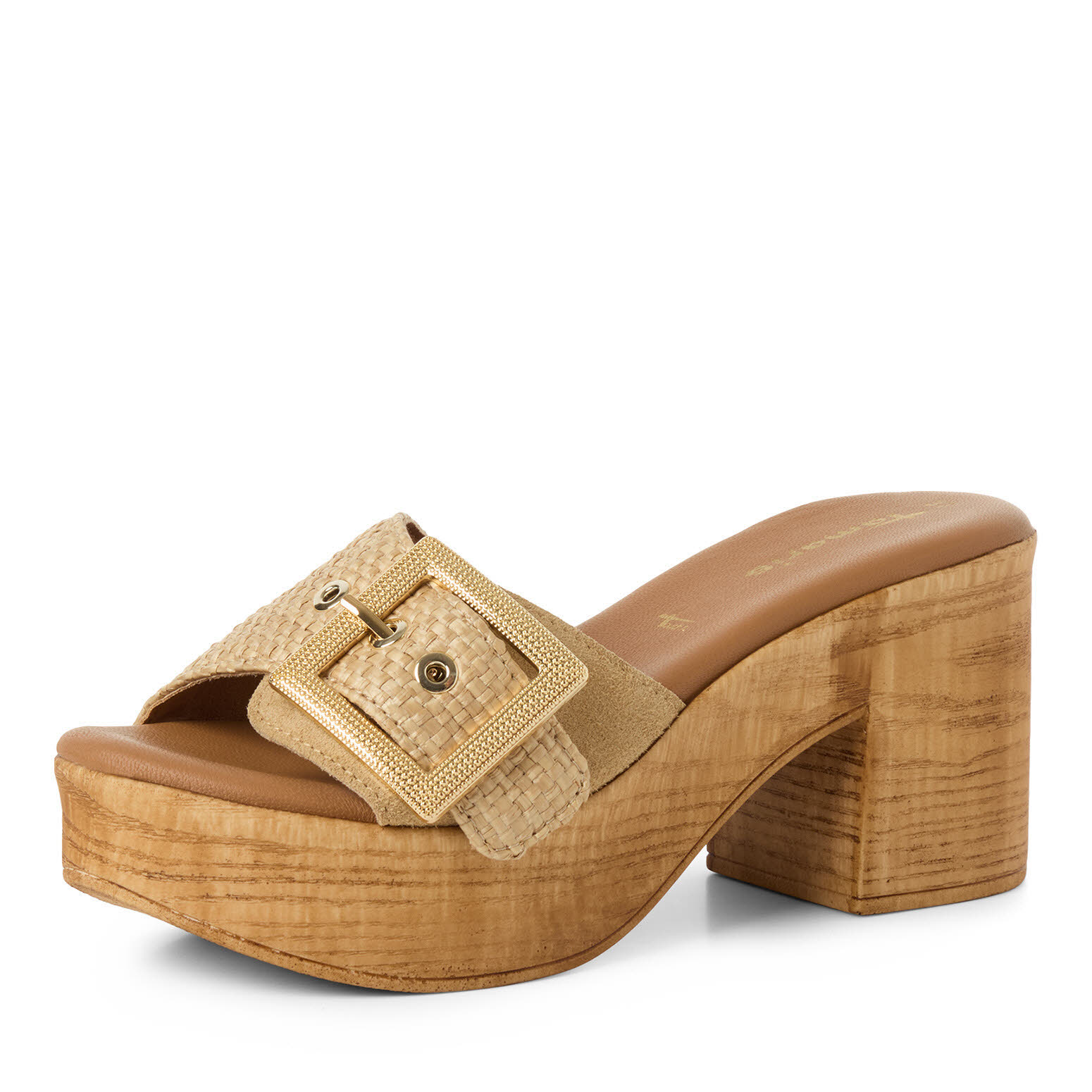 Tamaris Damen Pantoletten Sandalen Absatzsandalen beige