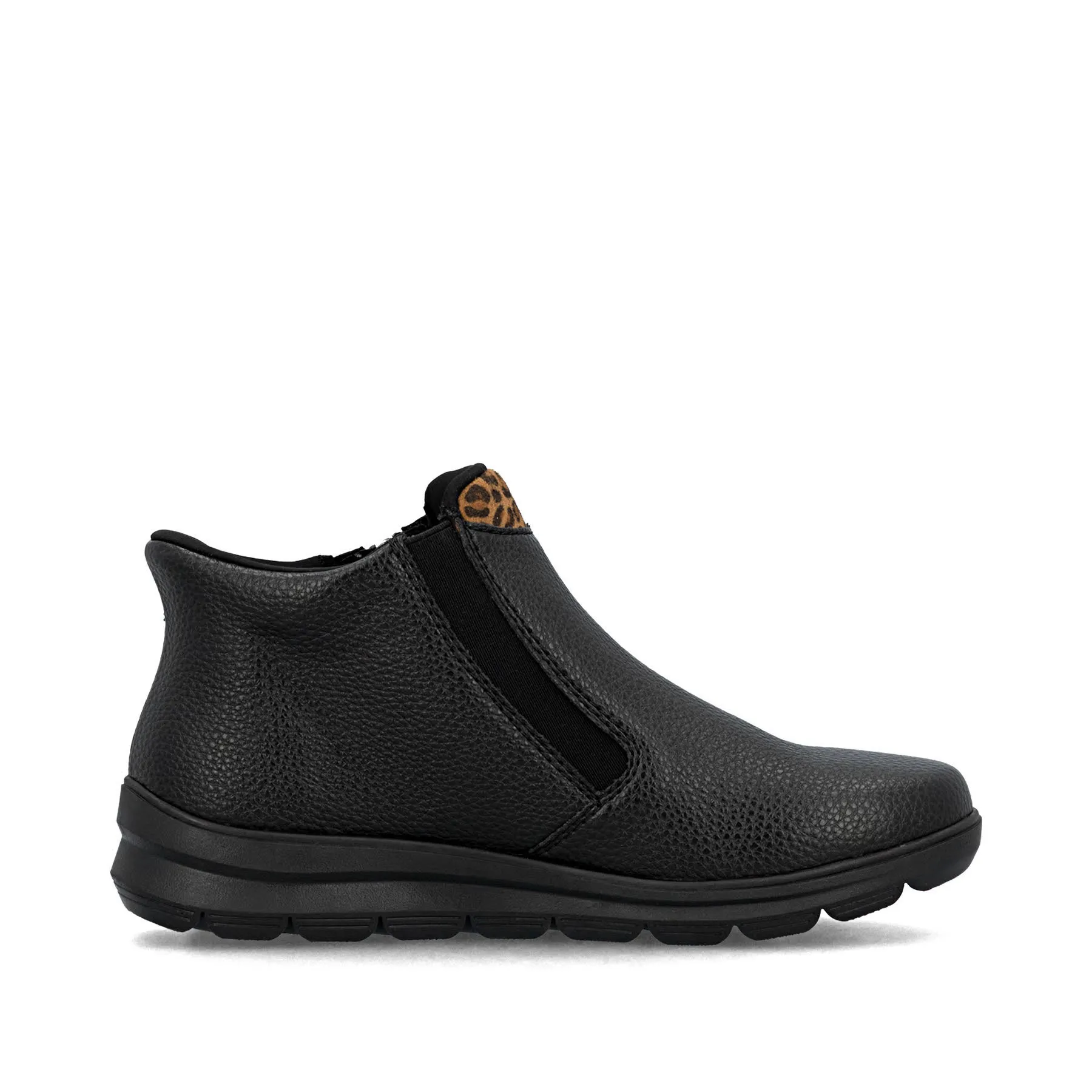 Rieker Damen Kurzstiefel schwarz mit Leo-Optik