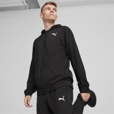 Puma FIT Woven Full Zip Herren Jacke Kapuzenjacke schwarz