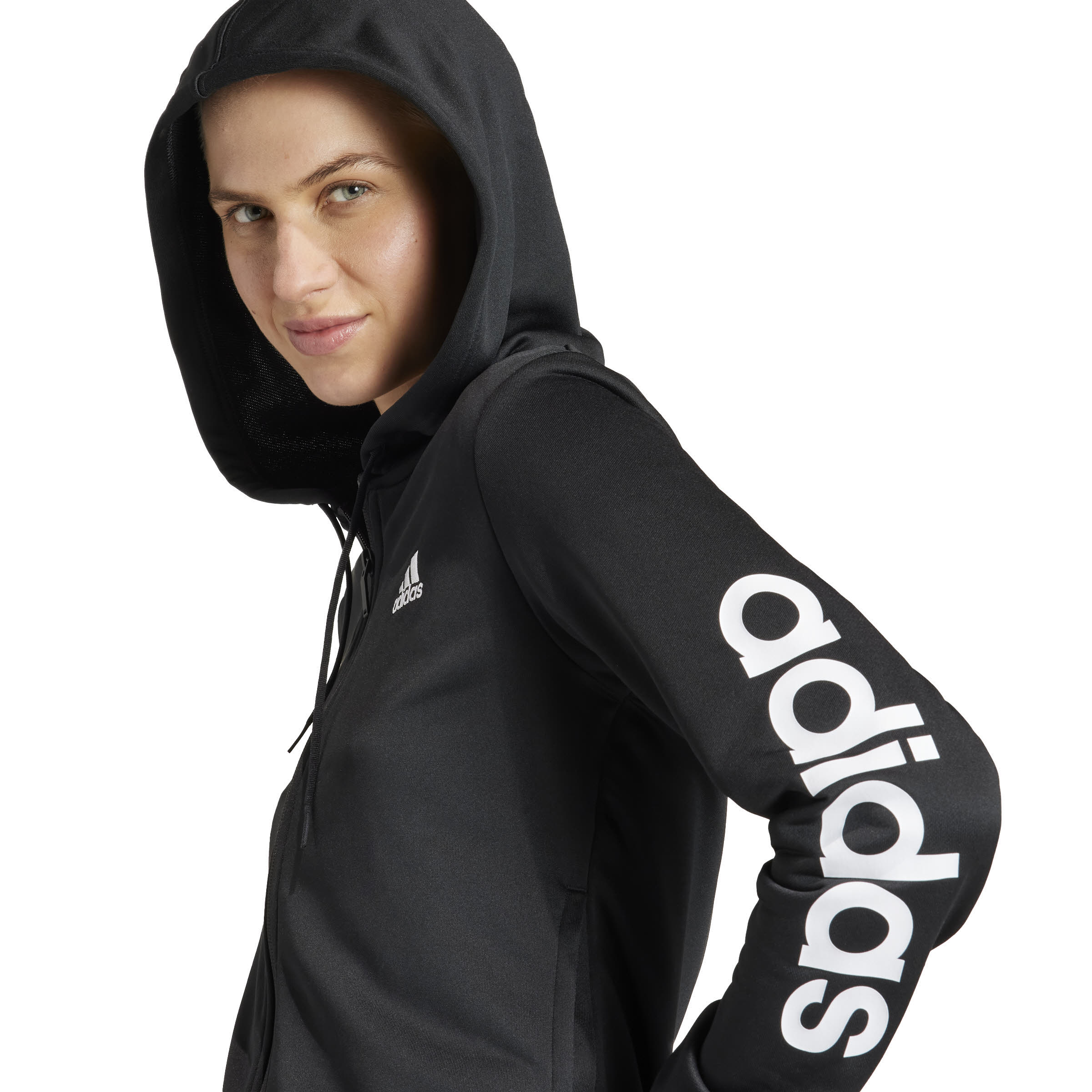 adidas Linear Damen Trainingsanzug Jogginganzug schwarz