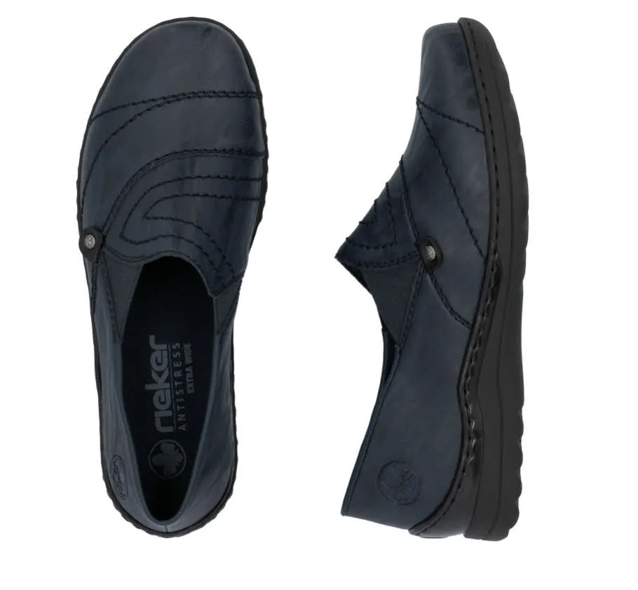 Rieker Damen Halbschuhe Loafer Slipper dunkelblau