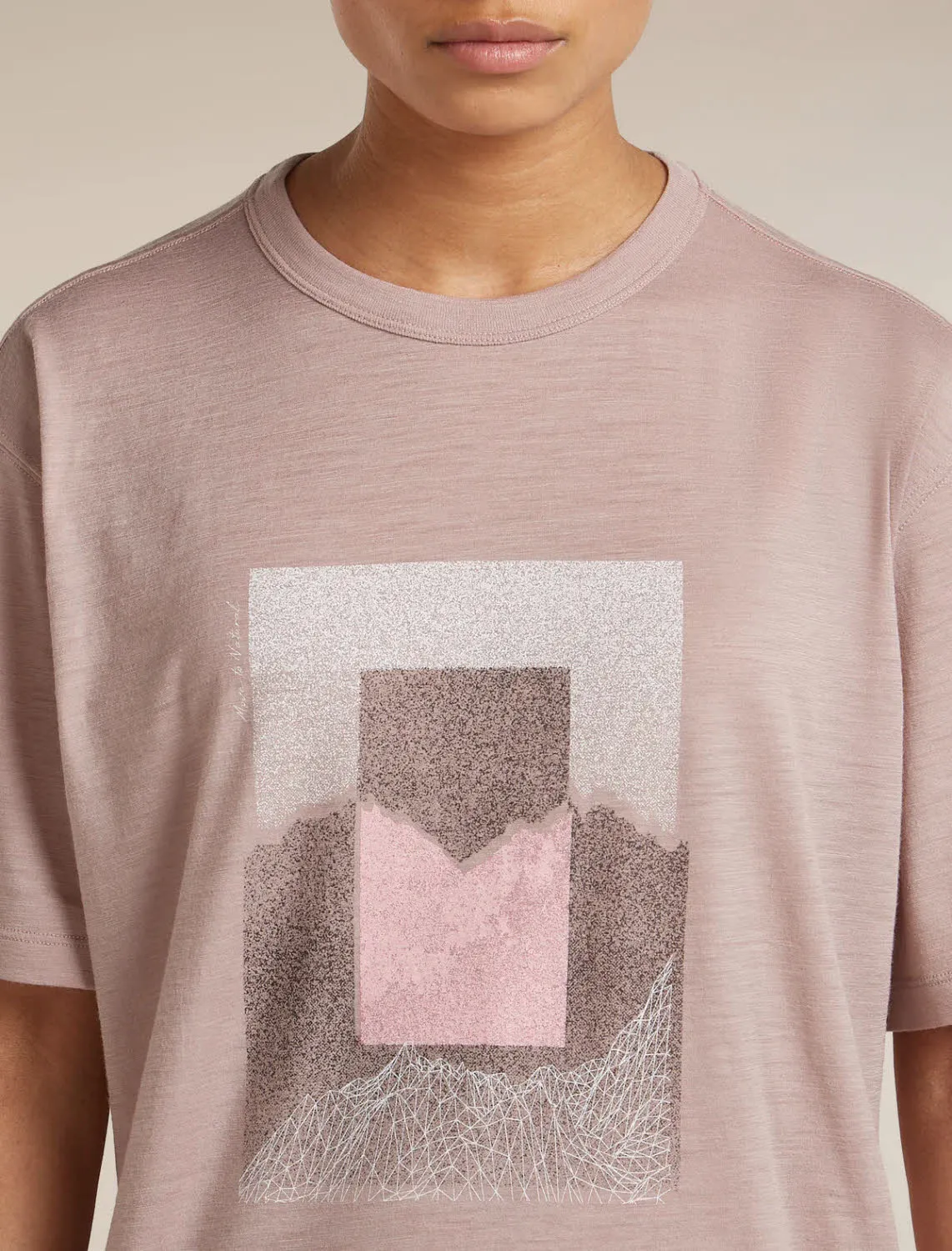 Icebreaker 150 Tech Lite Relaxed T-Shirt Mountain Shift Damen Funktionsshirt pink quartz