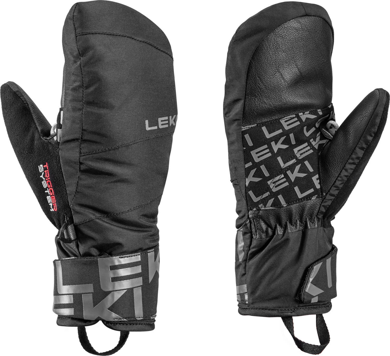 Leki Air Swtch 3D Junior Mitt Kinder Skihandschuhe Fäustlinge schwarz/grau