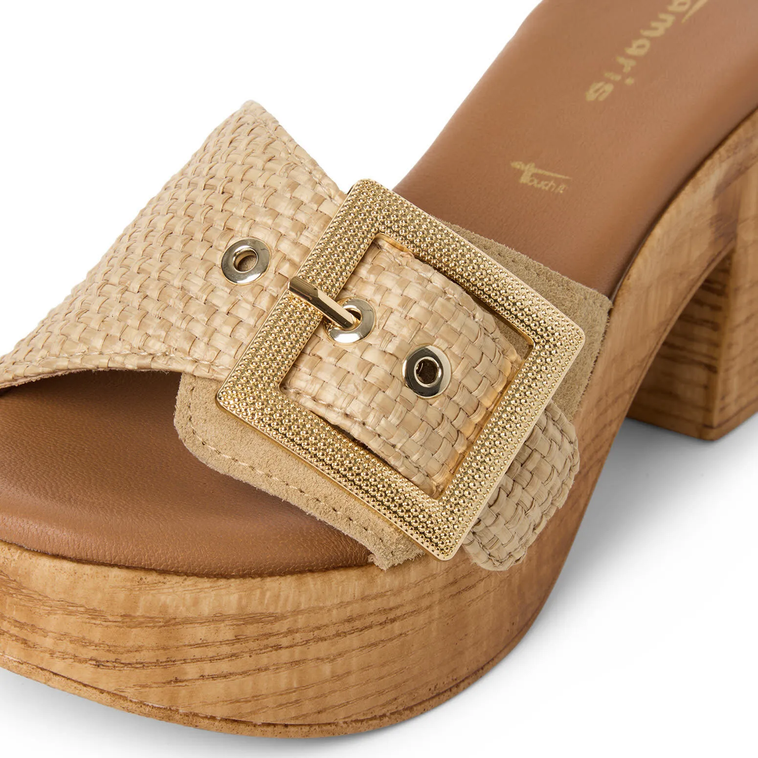Tamaris Damen Pantoletten Sandalen Absatzsandalen beige