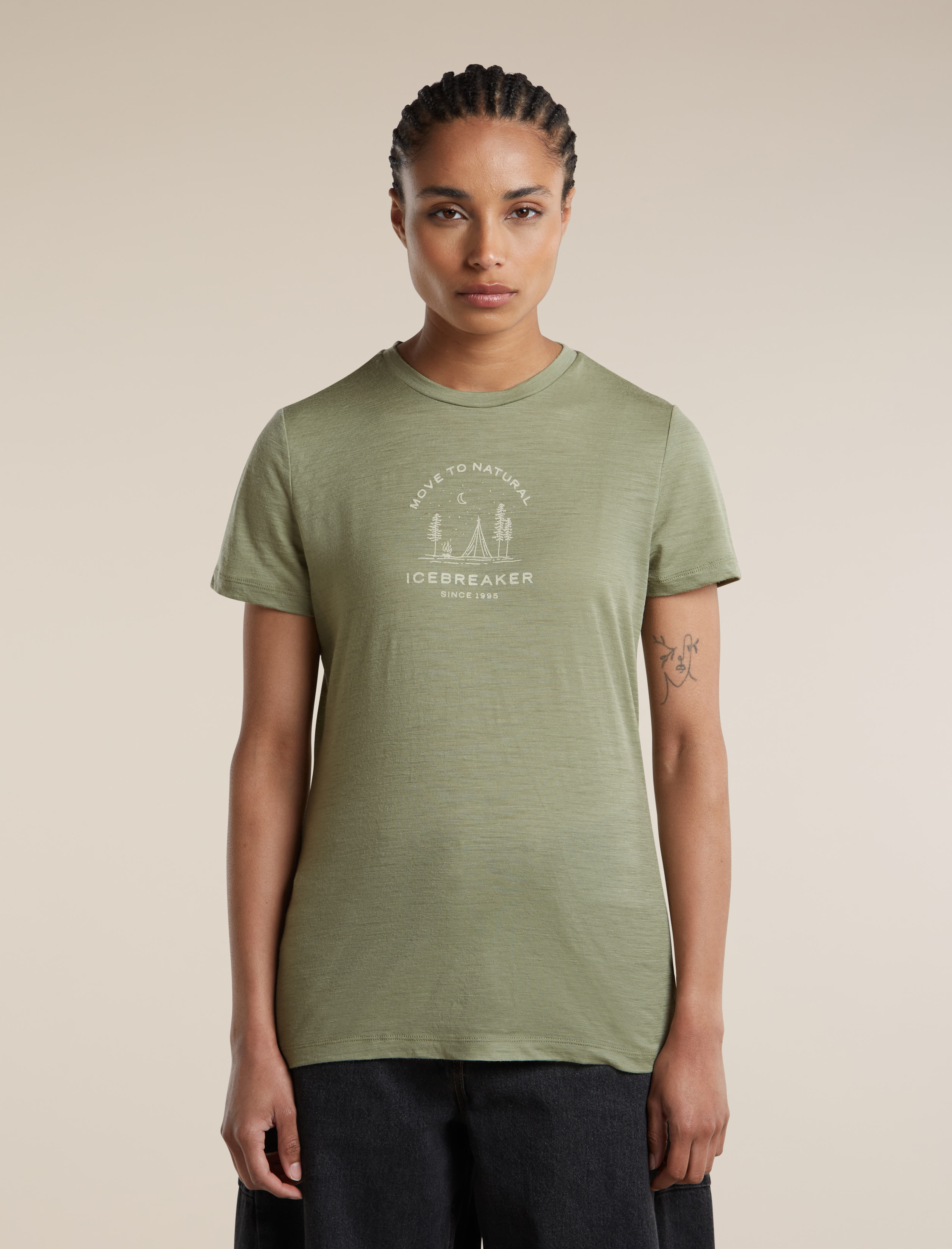 Icebreaker  Mer 150 Tech Lite SS Tee Peace Pas Damen Merinoshirt grün