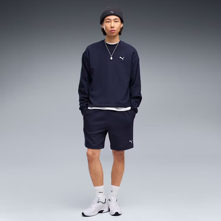 Puma ESS ELEVATED Relaxed Material Crew Herren Sweatshirt navy