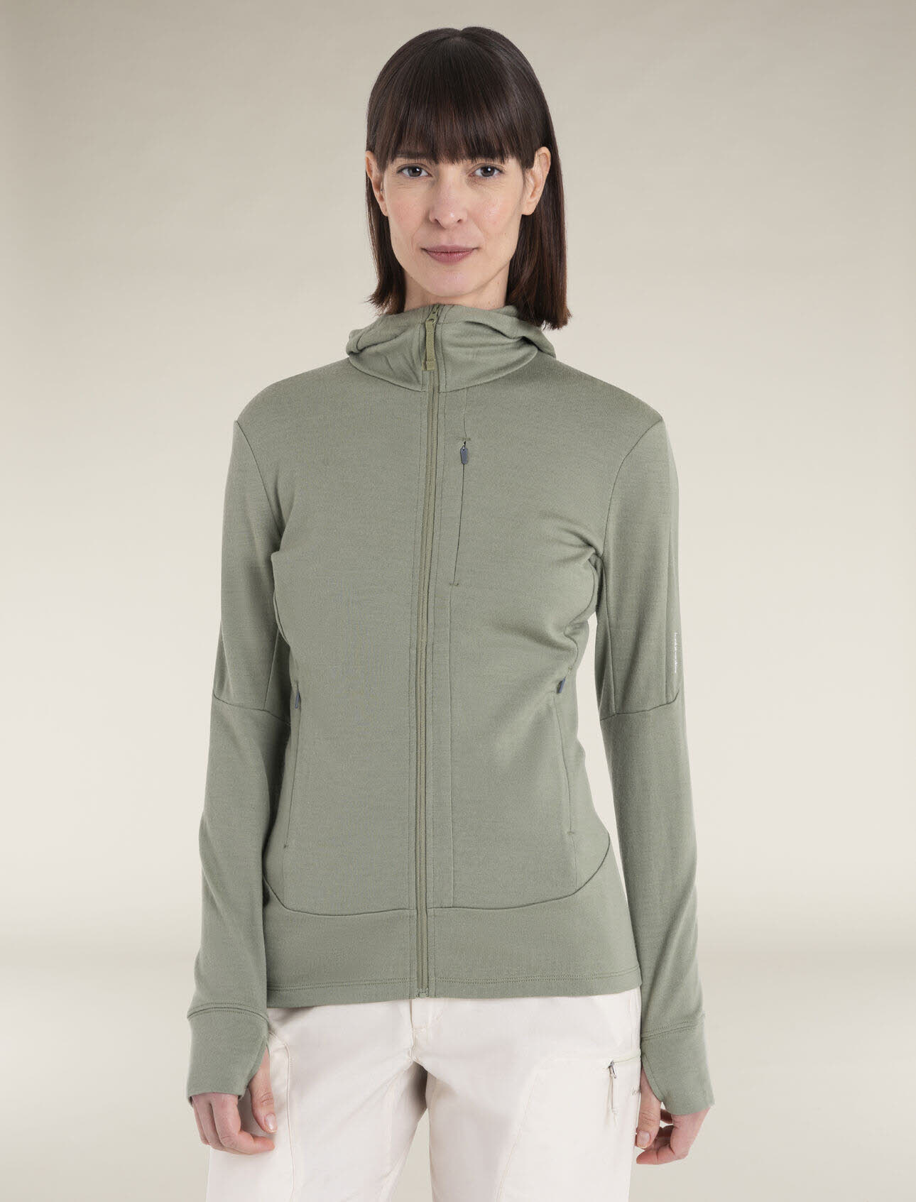 Icebreaker Merino 260 Quantum Zip-Hoodie Fleecejacke Damen olivgrün