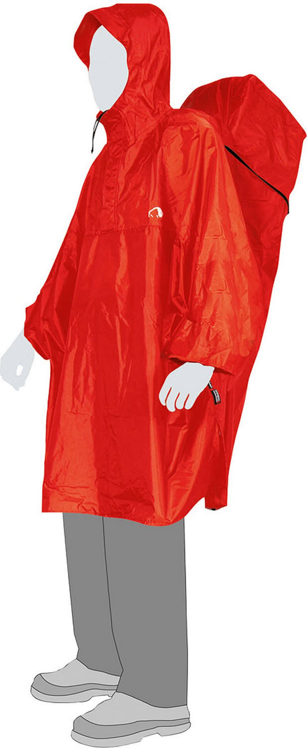 Teva Cape XS Herren Regenponcho integrierter Rucksack rot