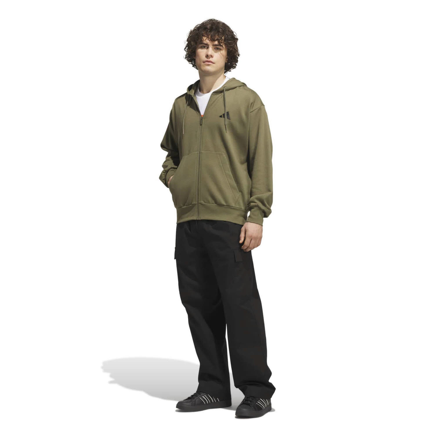 adidas Feelcozy Fleece Full-Zip Herren Kapuzenjacke Trainingsjacke grün