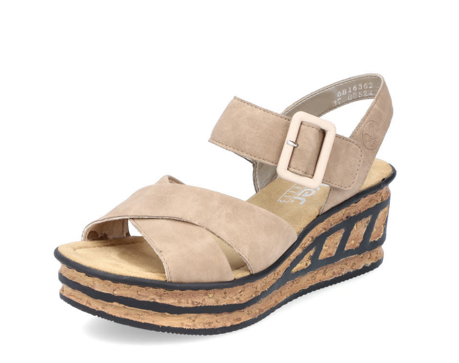 Rieker Damen Sandalen Keilsandaletten Modeschuhe beige