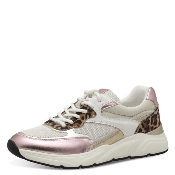 Tamaris Damen Sneaker leopard pink weiß