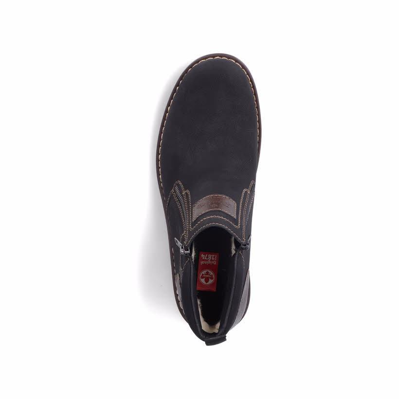 Rieker Herren Kurzstiefel Stiefelette Slipper gefüttert schwarz
