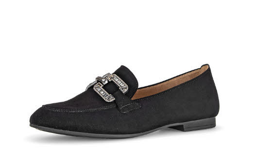 Gabor Damen Slipper Halbschuhe Samtchevreau schwarz altsilber
