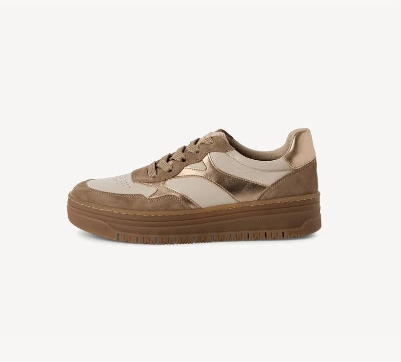 Tamaris Women Lace-up Damen Sneaker braun/gold