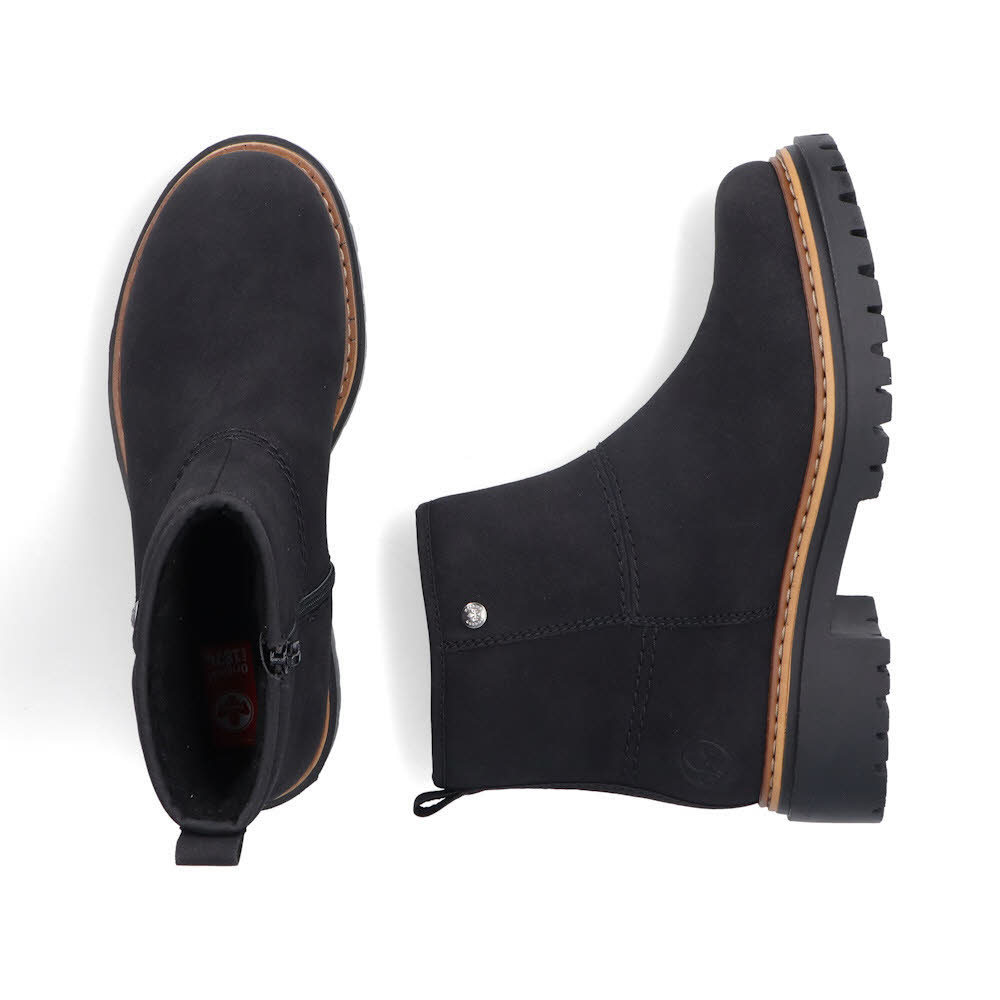 Rieker Kurzstiefel Damen Freizeitstiefel Stiefelette gefüttert schwarz