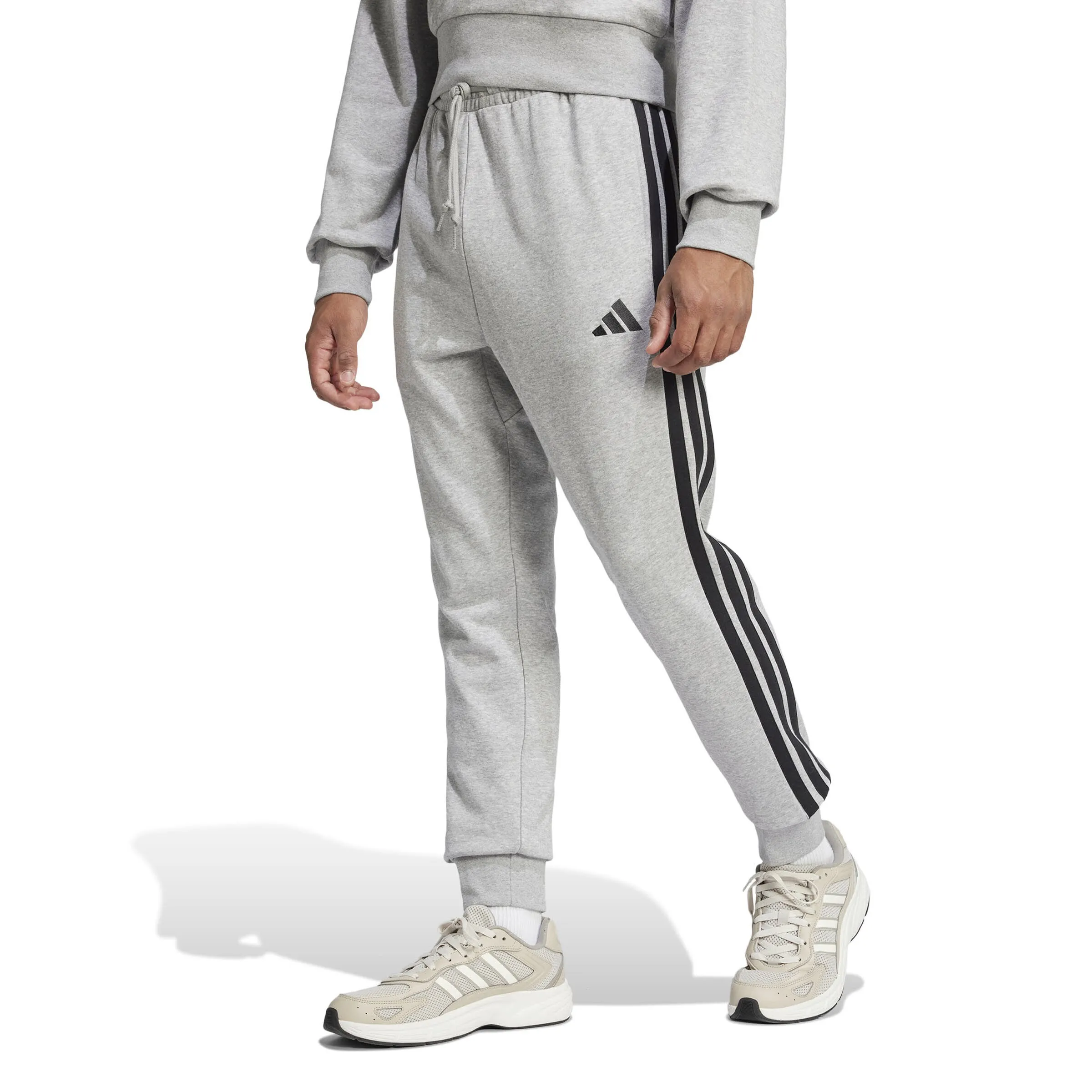 adidas Essentials 3-Streifen French Terry Hose Jogginghose Herren grau