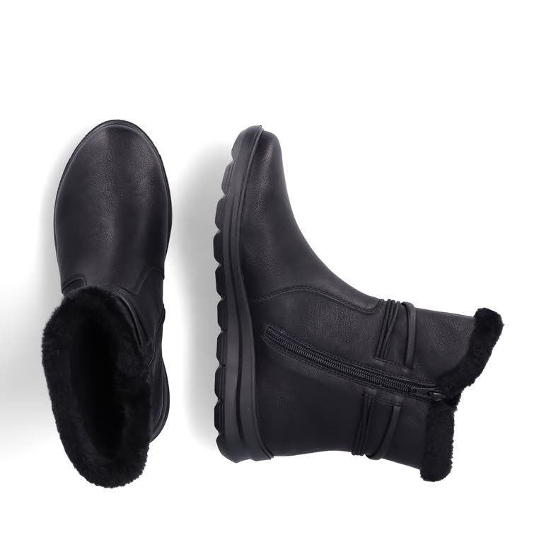Rieker Damen Stiefel Kurzstiefel Stiefelette Slipper Modeschuh tiefschwarz
