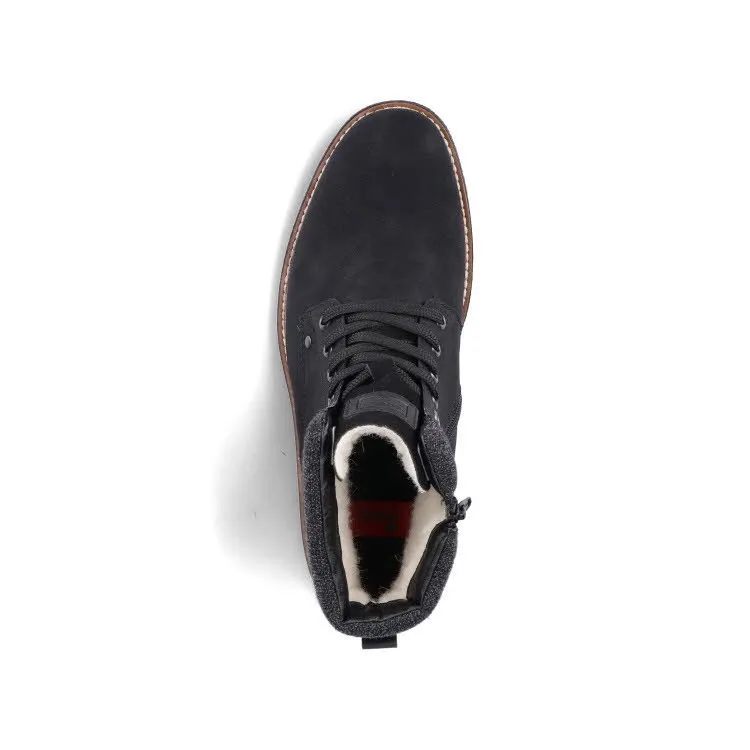 Rieker Herren Schnürstiefel Stiefelette Modeschuh gefüttert schwarz NEU