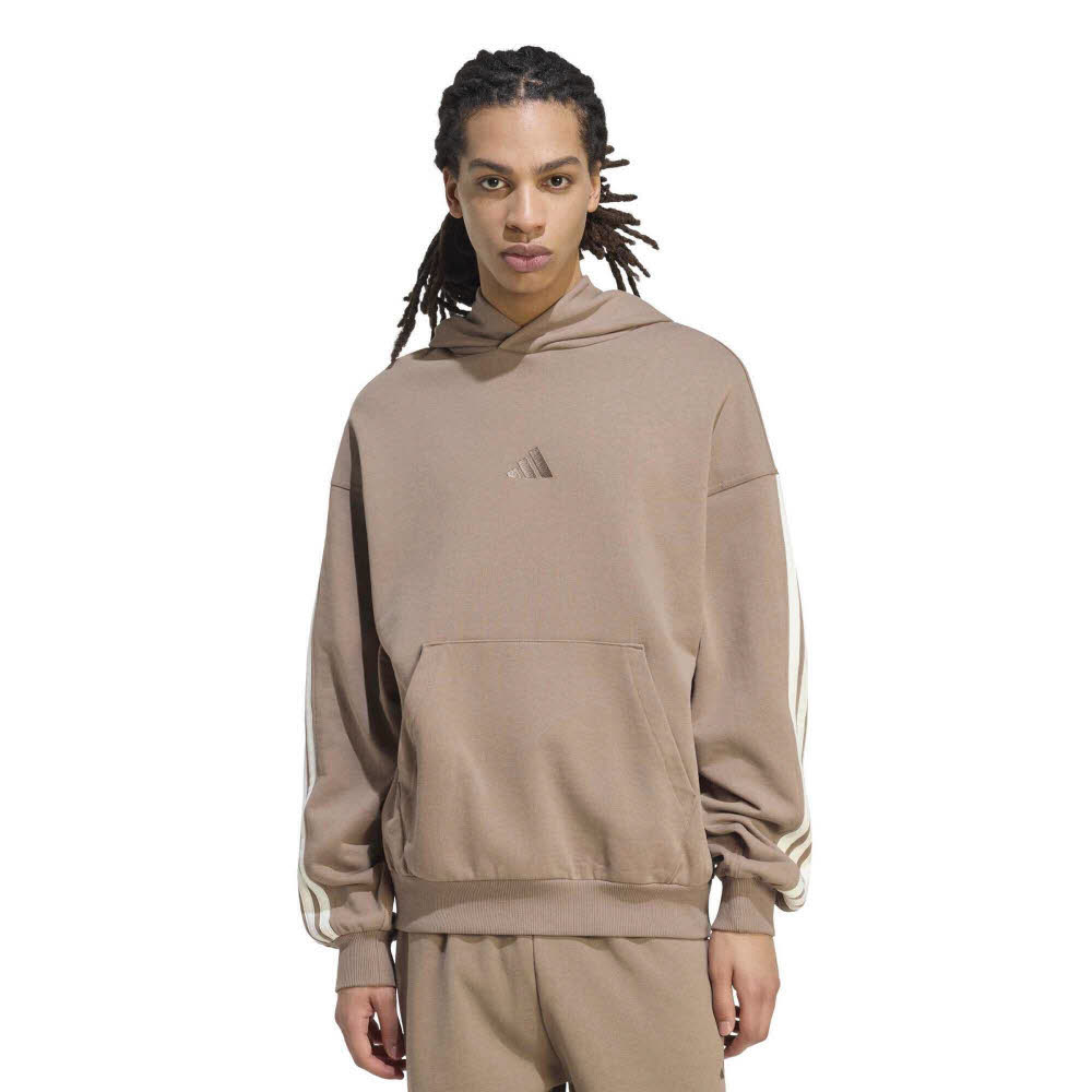 adidas KIT 3-STRIPES Herren Hoodie Kapuzenpullover khaki six/off-white