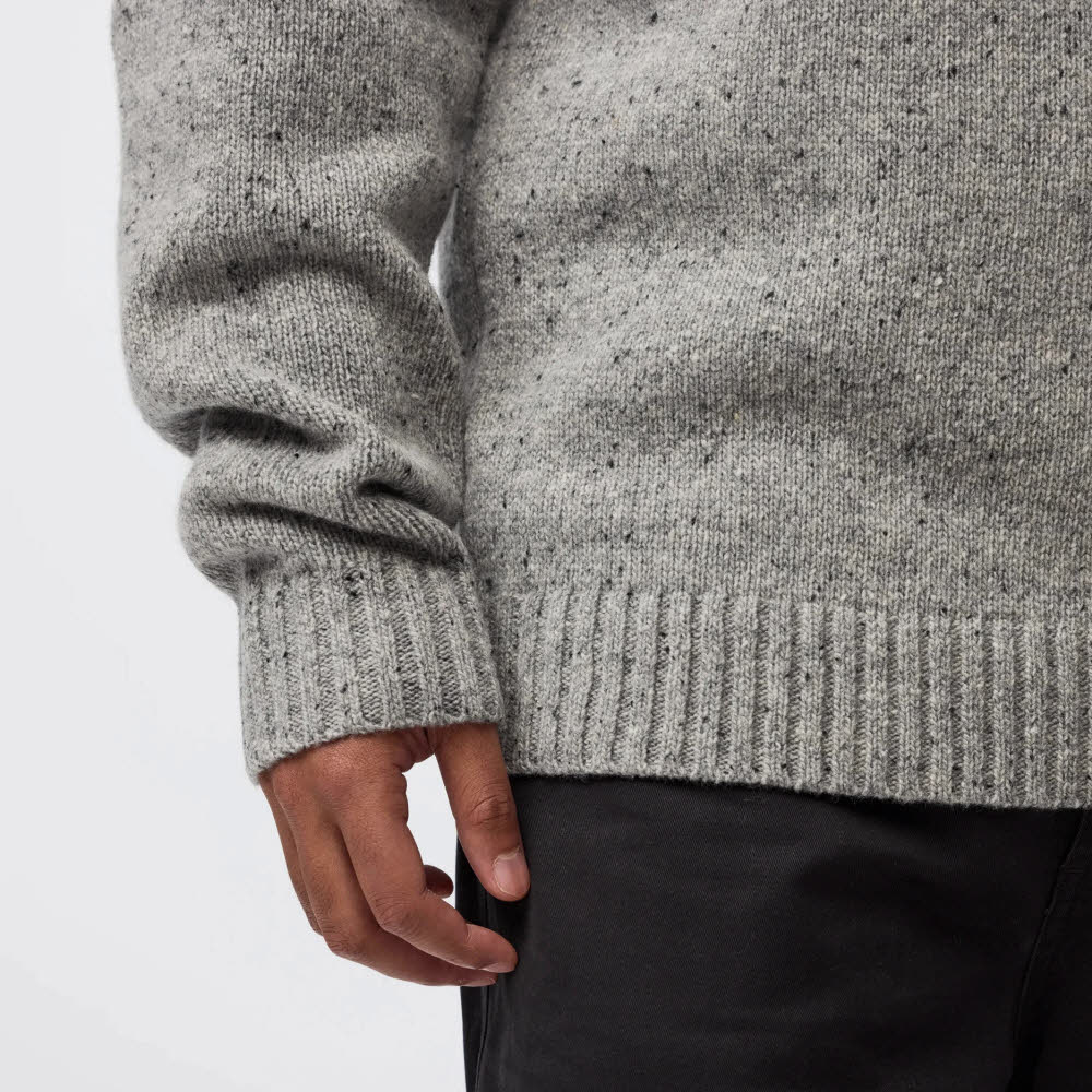 Fjällräven Övik Neps Knit Sweater Herren Strickpullover Wollsweater Midlayer grau