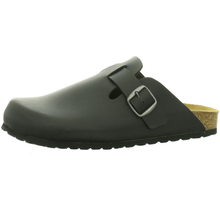 Longo Damen Clogs Pantolette Hausschuh Sandale Tieffußbett Freizeit schwarz NEU