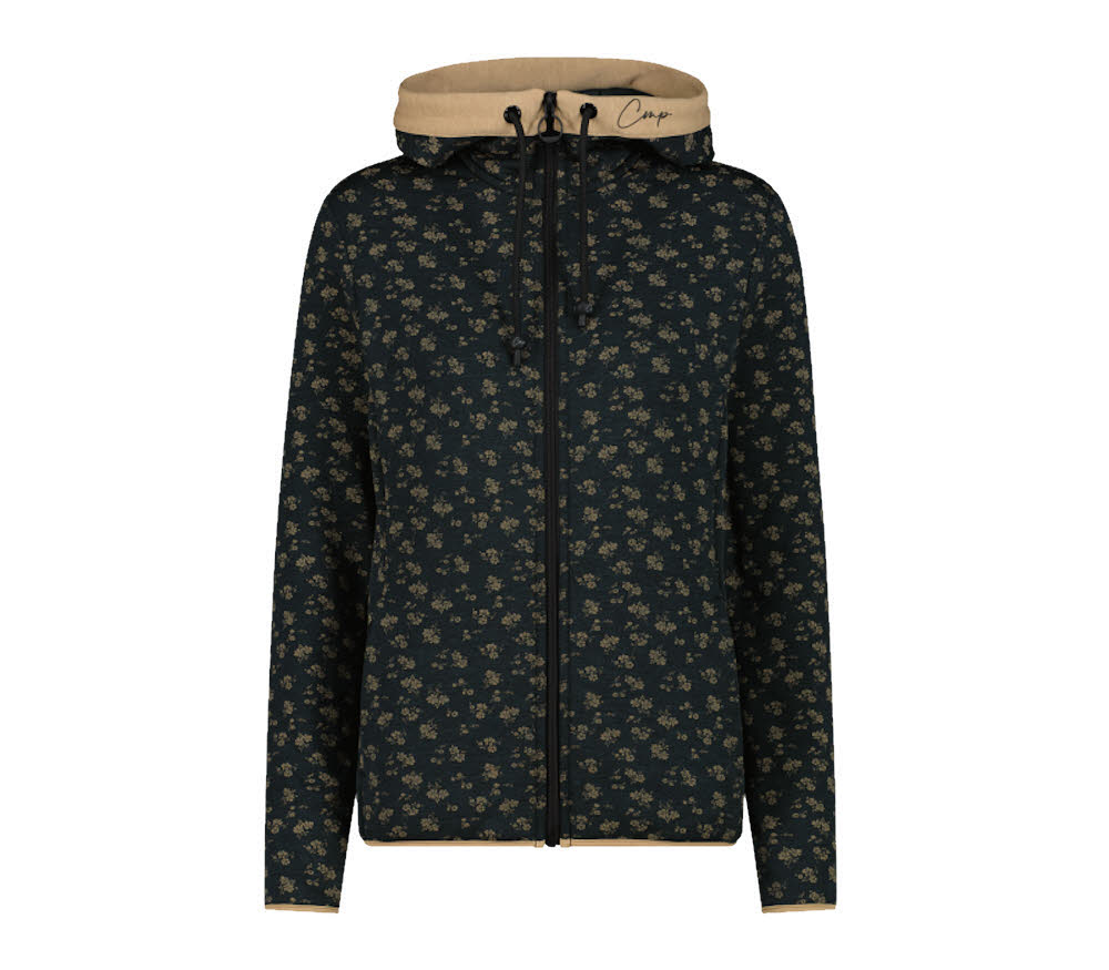 CMP WOMAN JACKET FIX HOOD Damen Fleecejacke schwarz/braun
