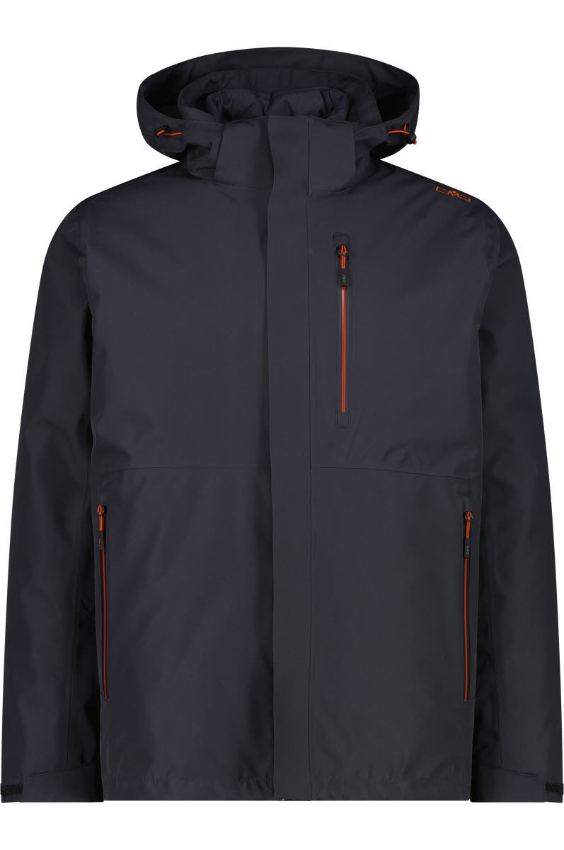 CMP MAN JACKET ZIP HOOD DETACHABLE INN.Herren Winterjacke Kombijacke grau