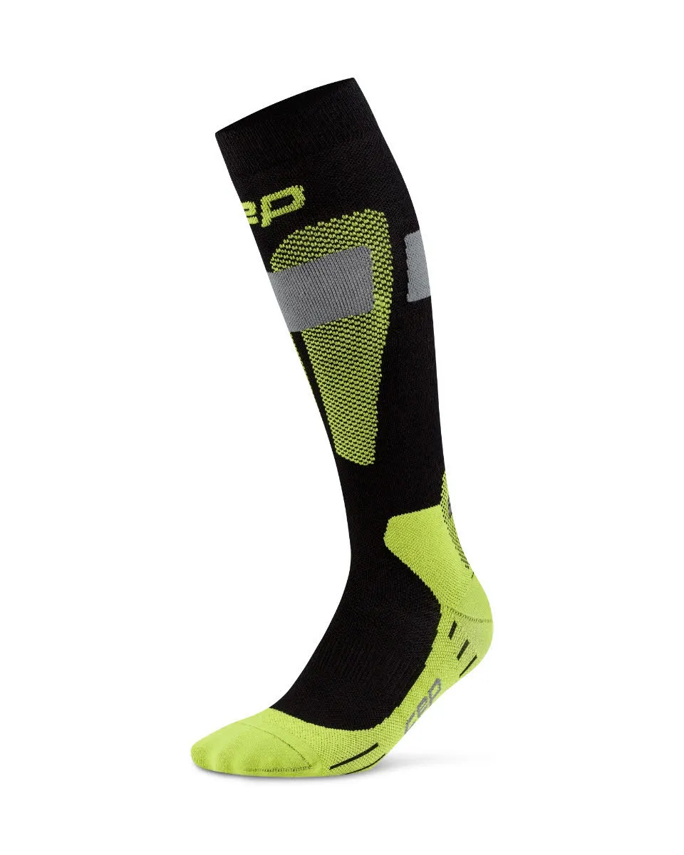 CEP SKI MERINO SOCKS TALL 3.0 Herren Skisocken Kompressionssocken black/lime