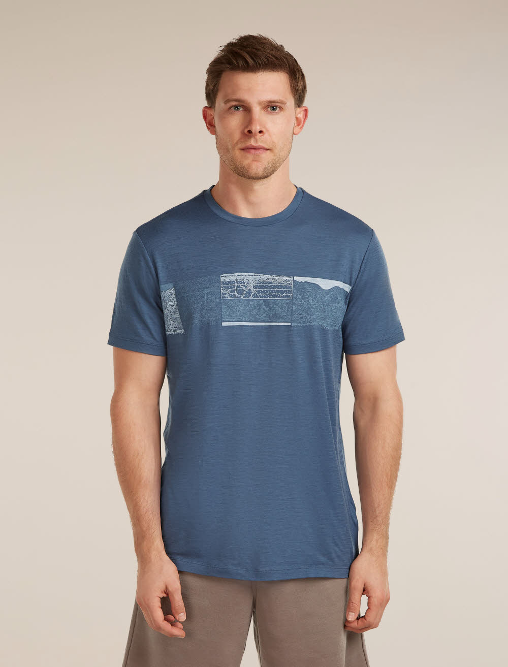 Icebreaker Merino 150 Tech Lite SS Tee Elevation Line Herren T-Shirt Funktionsshirt blau