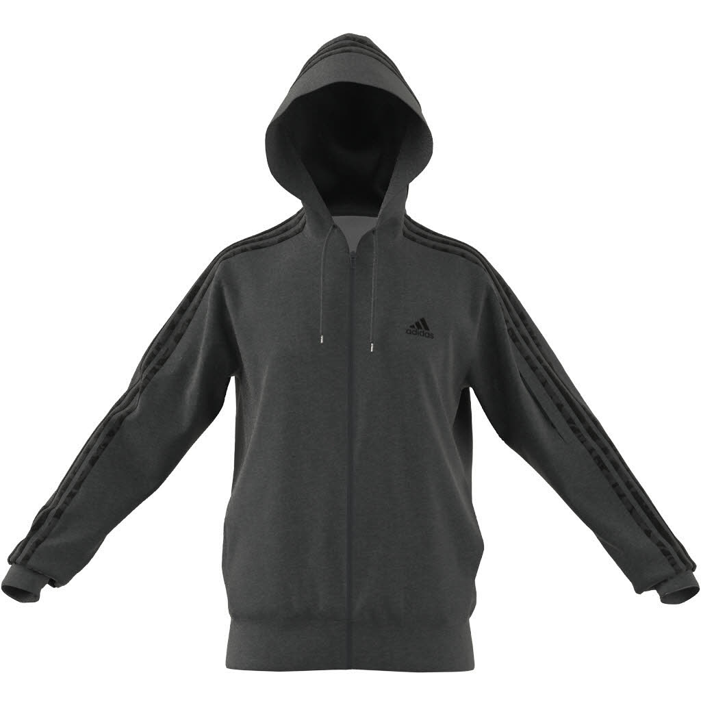 adidas M 3S FT FZ HD Herren Kapuzenjacke Trainingsweste grau NEU
