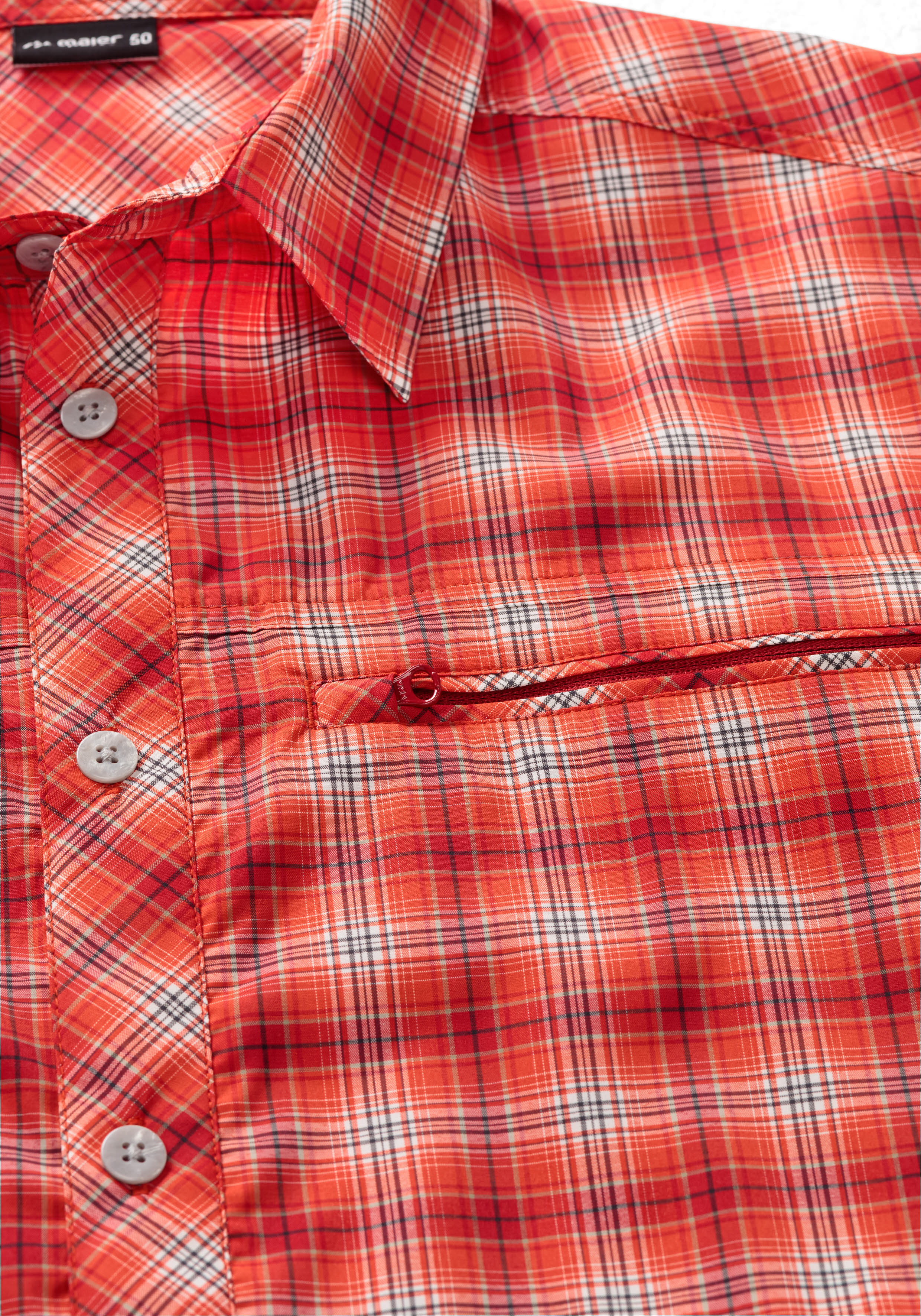 Maier Sports Kasen S/S Herren Hemd kurzarm Freizeithemd red check