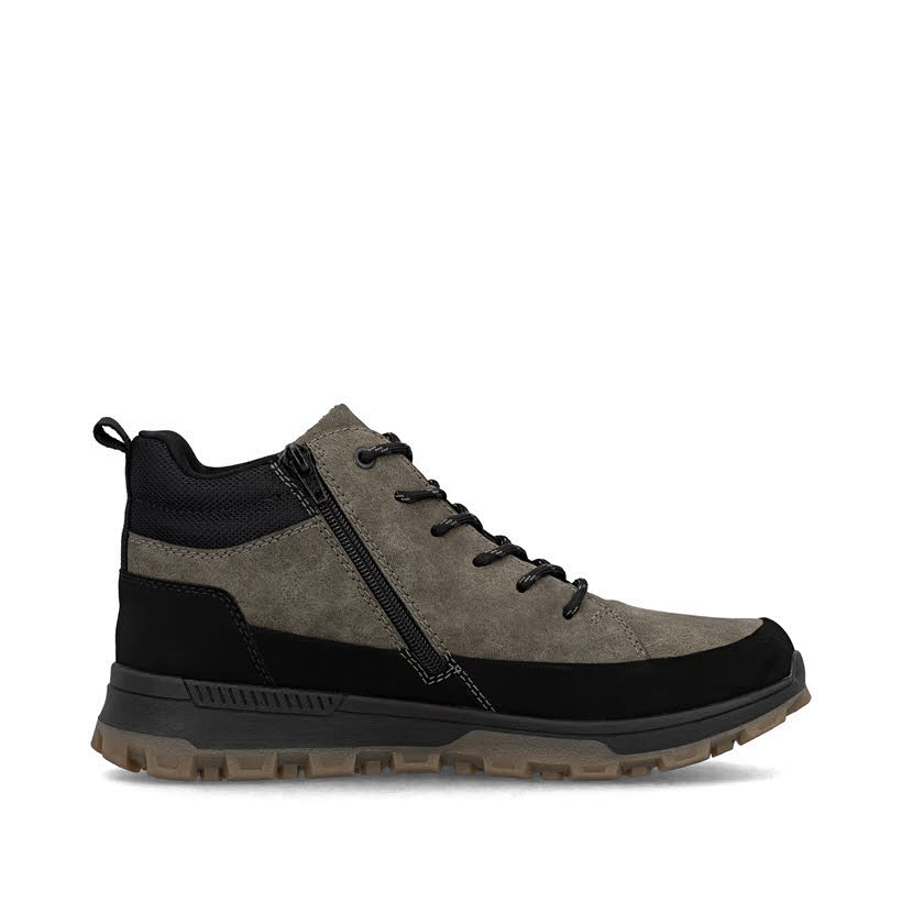 Rieker Herren Schnürstiefel Stiefelette schwarz-grau
