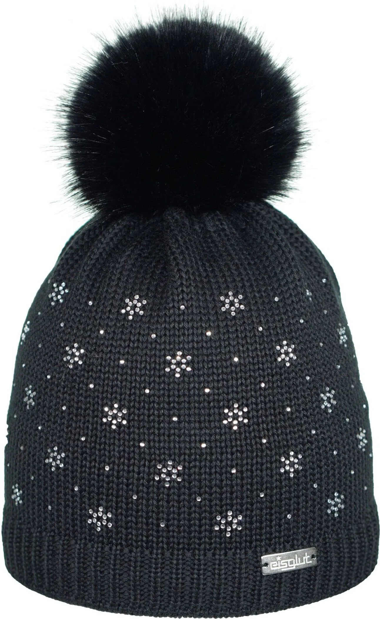 Eisglut Eval Crystal Damen Strickmütze Bommelmütze schwarz