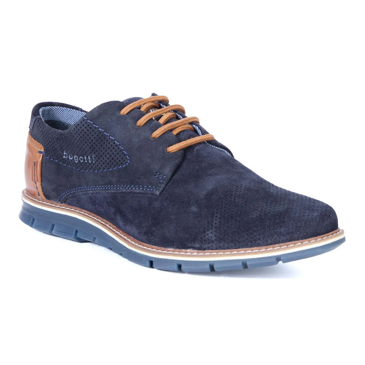 bugatti Lace-Up Schnürschuh Leder Herren blau