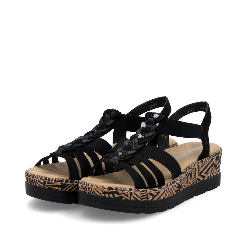Rieker FSK Damen Sandalen Sandaletten schwarz