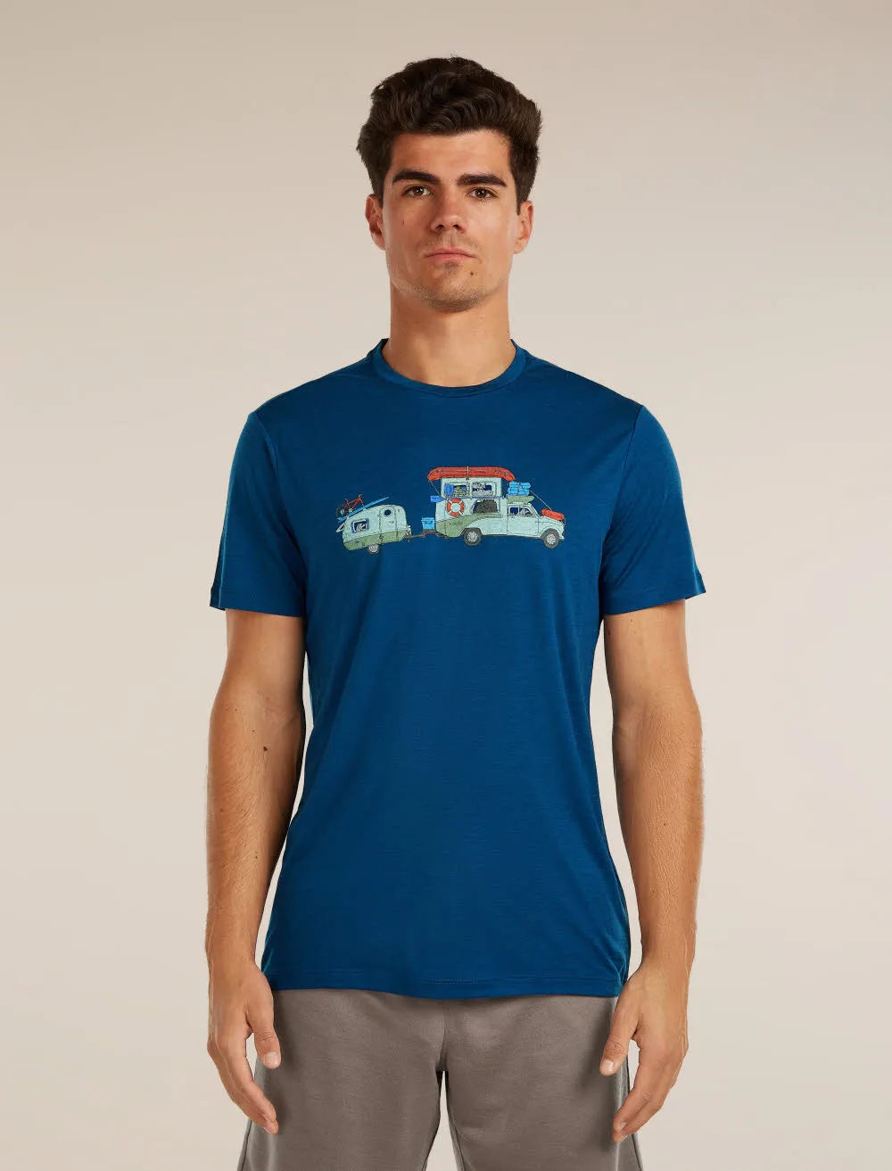 Icebreaker Merino 150 Tech Lite SS Tee Transportage Herren T-Shirt Funktionsshirt blau