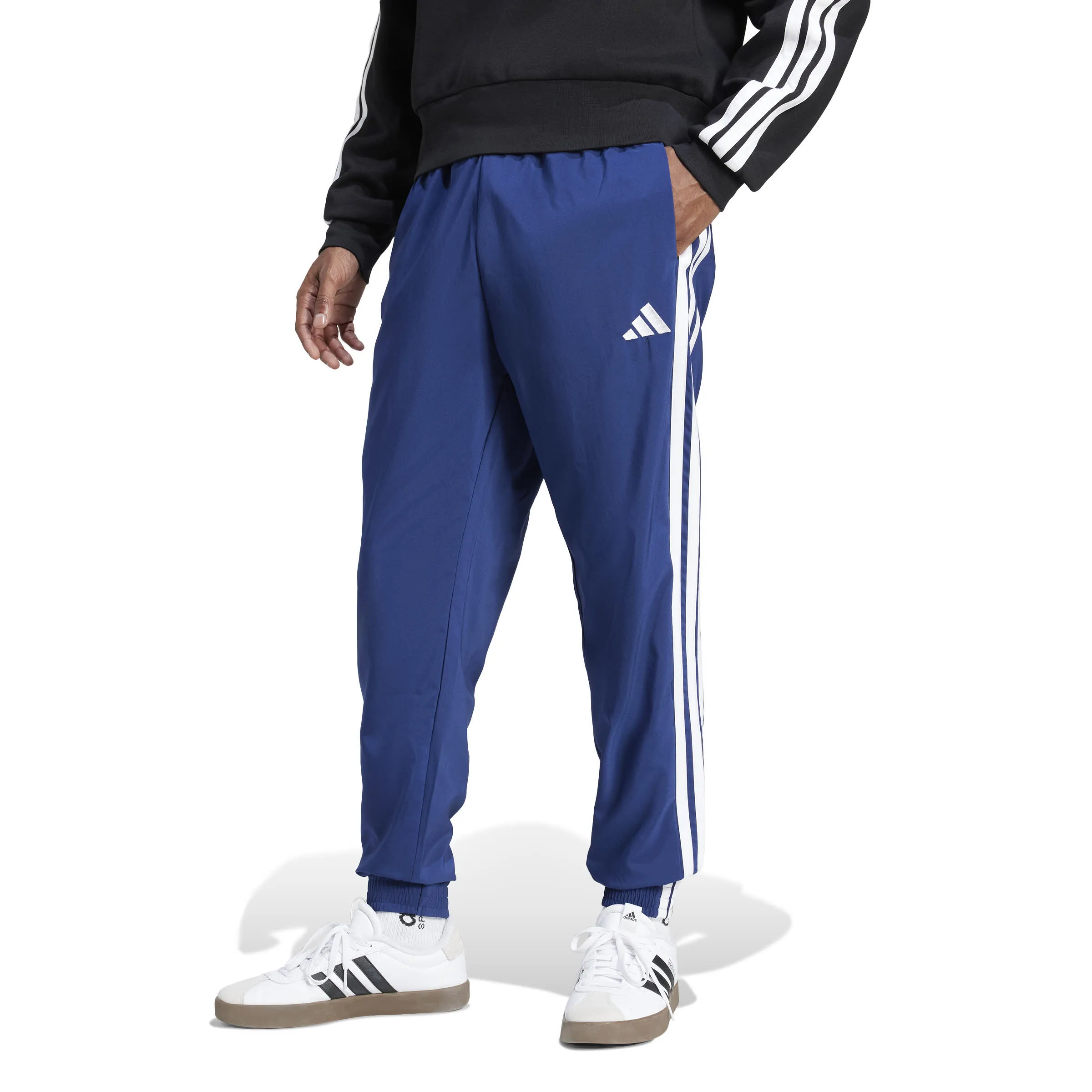 adidas Essentials 3-Streifen Woven Hose Trainingshose Jogginghose Herren blau