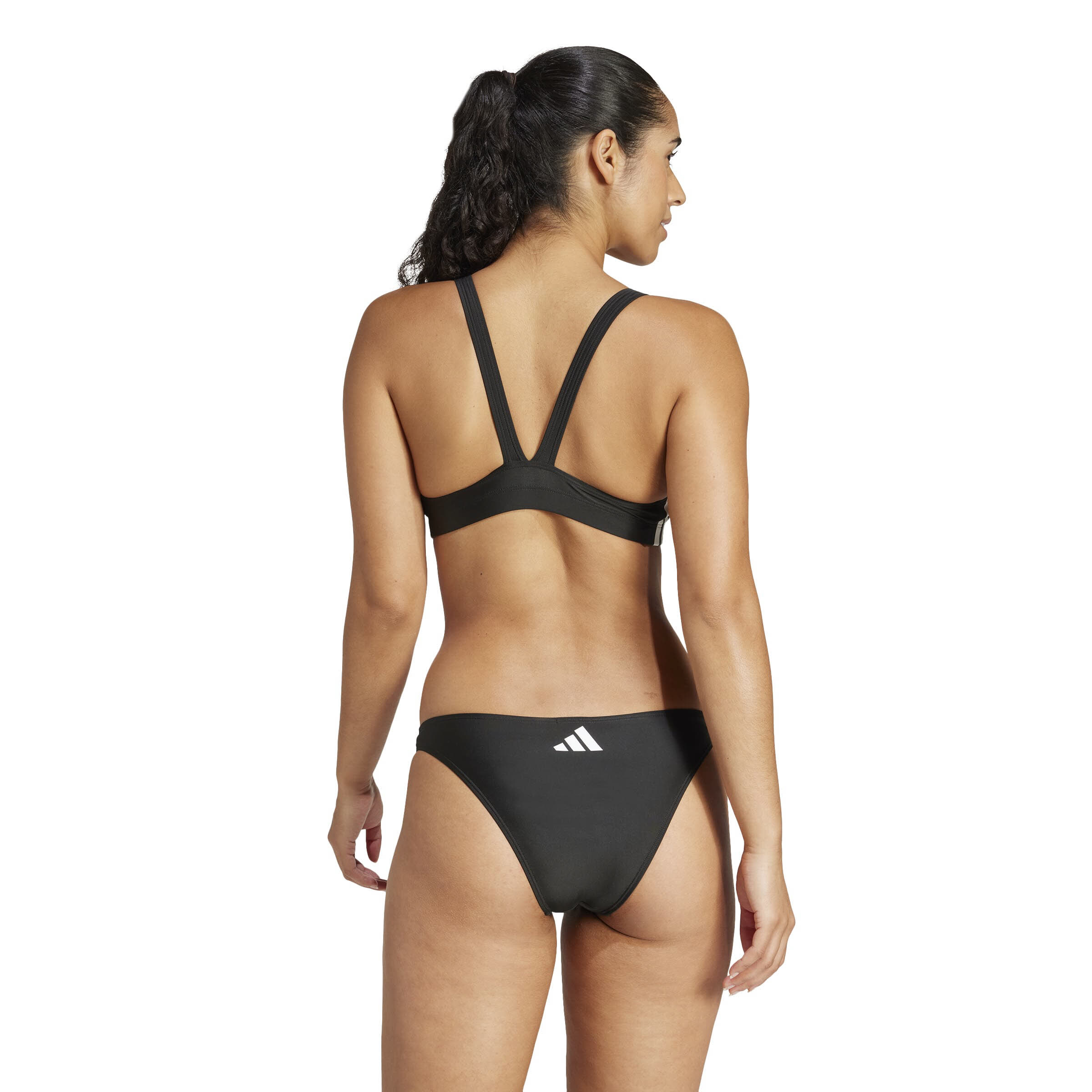 adidas 3-Streifen V-Back Bikini Set Oberteil + Hose Damen schwarz