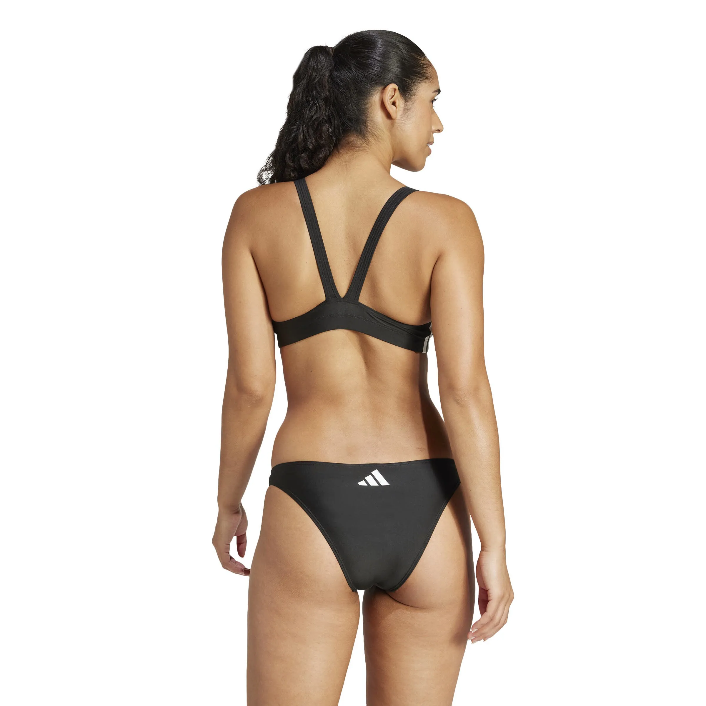 adidas 3-Streifen V-Back Bikini Set Oberteil + Hose Damen schwarz