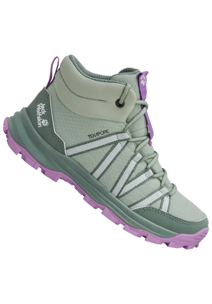 Jack Wolfskin WILD HIKE TEXAPORE MID Kinder Wanderschuhe Trekkingschuhe grün