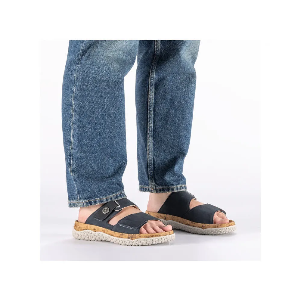 Rieker FSK Damen Pantoletten Hausschuhe Sandalen dunkelblau