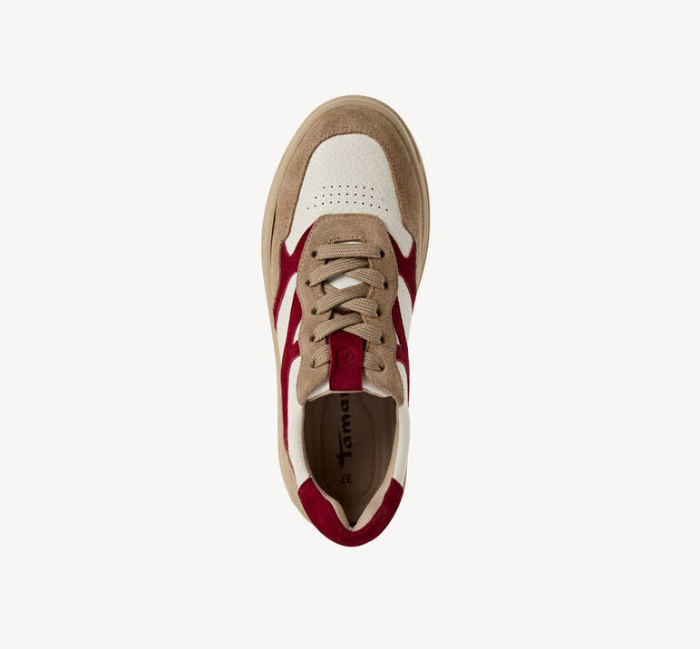 Tamaris Women Lace-up Damen Sneaker beige/rot