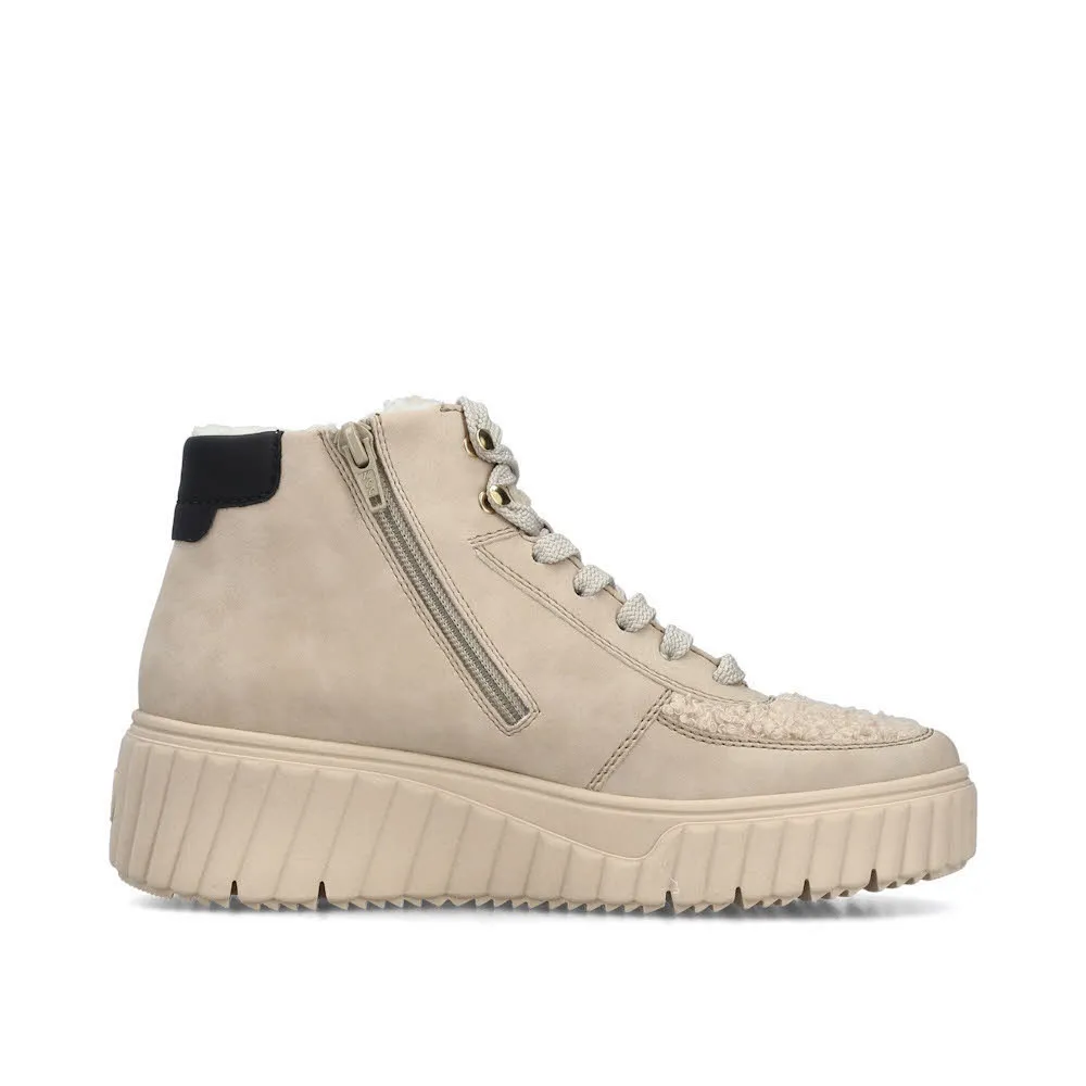 Rieker Sneaker High Damen Halbschuhe Freizeitschuhe gefüttert beige