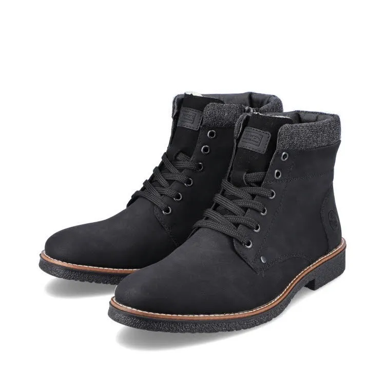 Rieker Herren Schnürstiefel Stiefelette Modeschuh gefüttert schwarz NEU