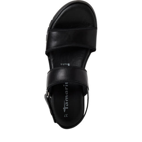 Tamaris Damen Sandalen Keilsandalette Plateausandalette schwarz
