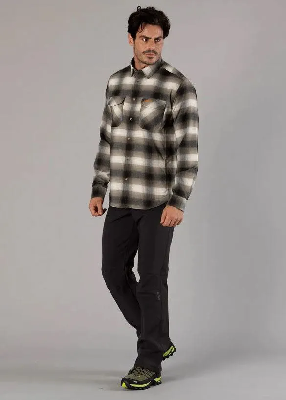 CMP MAN SHIRT Herren Hemd Langarm Freizeithemd olive/nero/bianco