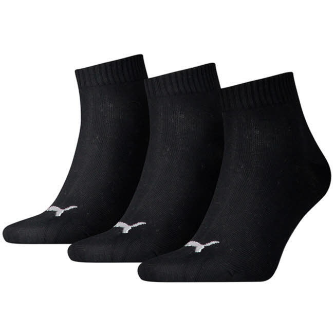 PUMA UNISEX QUARTER PLAIN 3 Paar Unisex Quarter Socken schwarz NEU