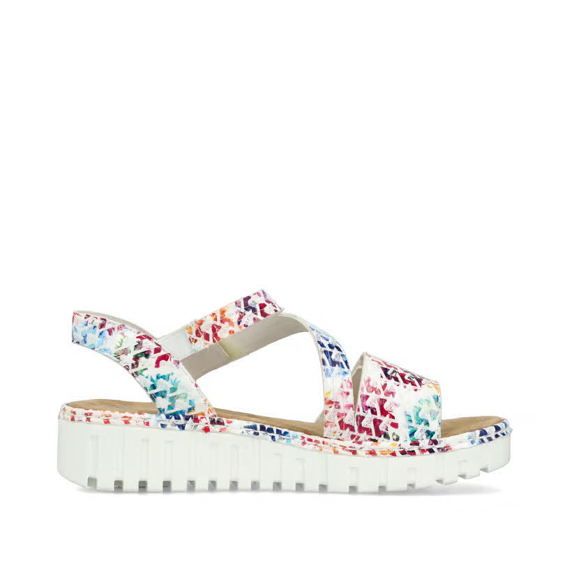 Rieker Damen Keilsandaletten weiß multicolor