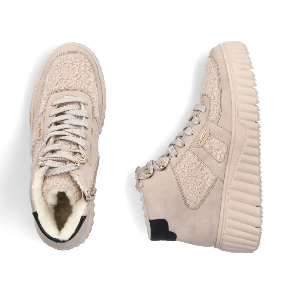 Rieker Sneaker High Damen Halbschuhe Freizeitschuhe gefüttert beige